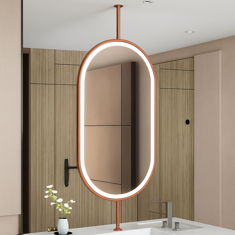 miroir ovale suspendu moderne avec éclairage led pour décoration intérieure