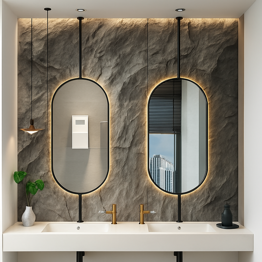 miroir ovale suspendu moderne avec éclairage led pour décoration intérieure - vue 7 sur 12