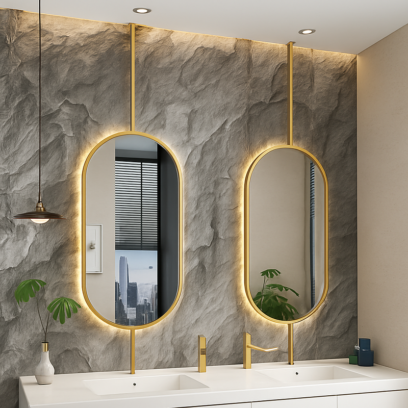 miroir ovale suspendu moderne avec éclairage led pour décoration intérieure