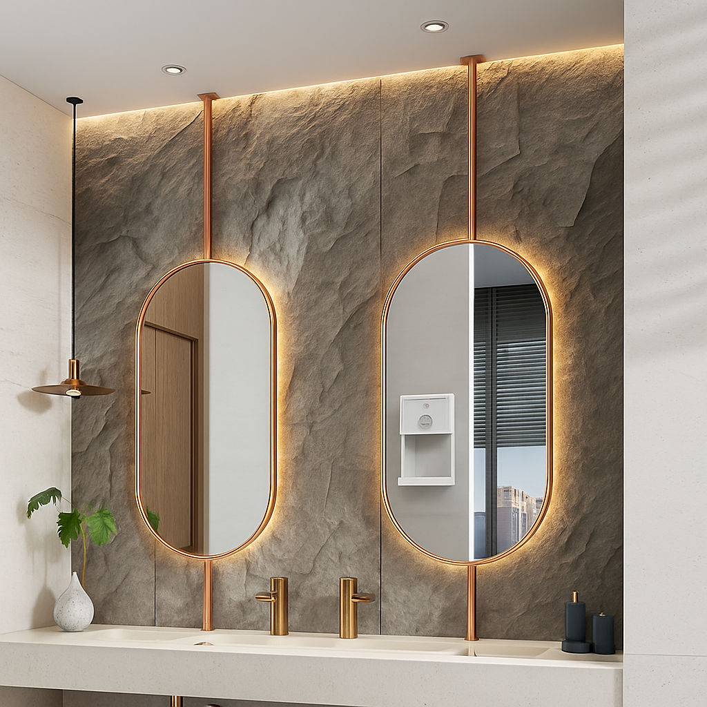miroir ovale suspendu moderne avec éclairage led pour décoration intérieure - vue 10 sur 12