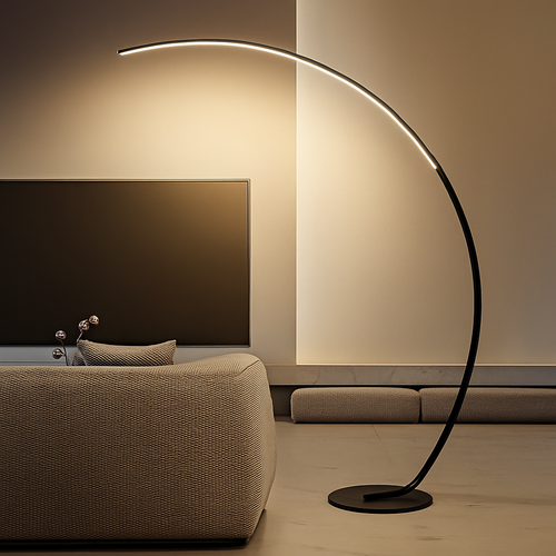 Modern Simple Ledc Shaped Aluminum Floor Lamp, Living Room Next To Sofa, Bedroom, Study, Leisure Fishing Black Floor Lamp - vue 4 sur 7