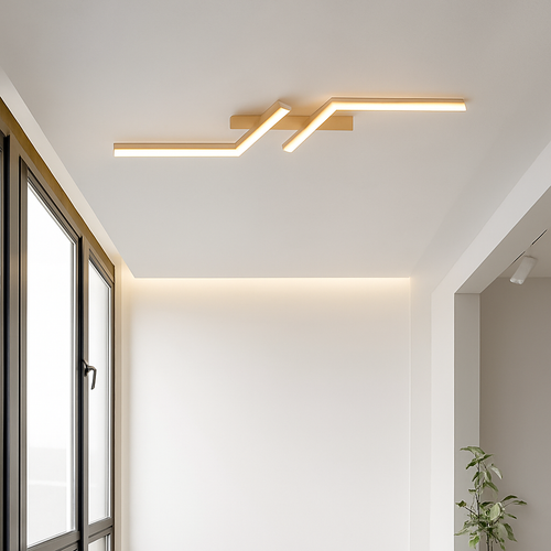 Moderne LED Ligne Plafonnier moderne Salon Salle À Manger Chambre Principale Étude Luminaire Or Noir Plafonniers Éclairage - vue 3 sur 14