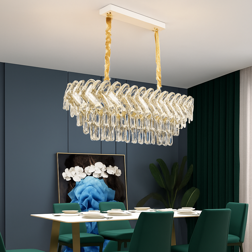 Moderne luxe cristal Led lustres salon décor Led Suspension lampe salle à manger Villa Suspension Luminaire Luminaire - vue 4 sur 18