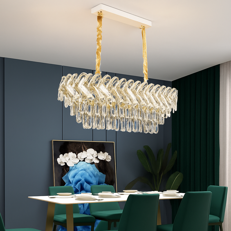 Moderne luxe cristal Led lustres salon décor Led Suspension lampe salle à manger Villa Suspension Luminaire Luminaire