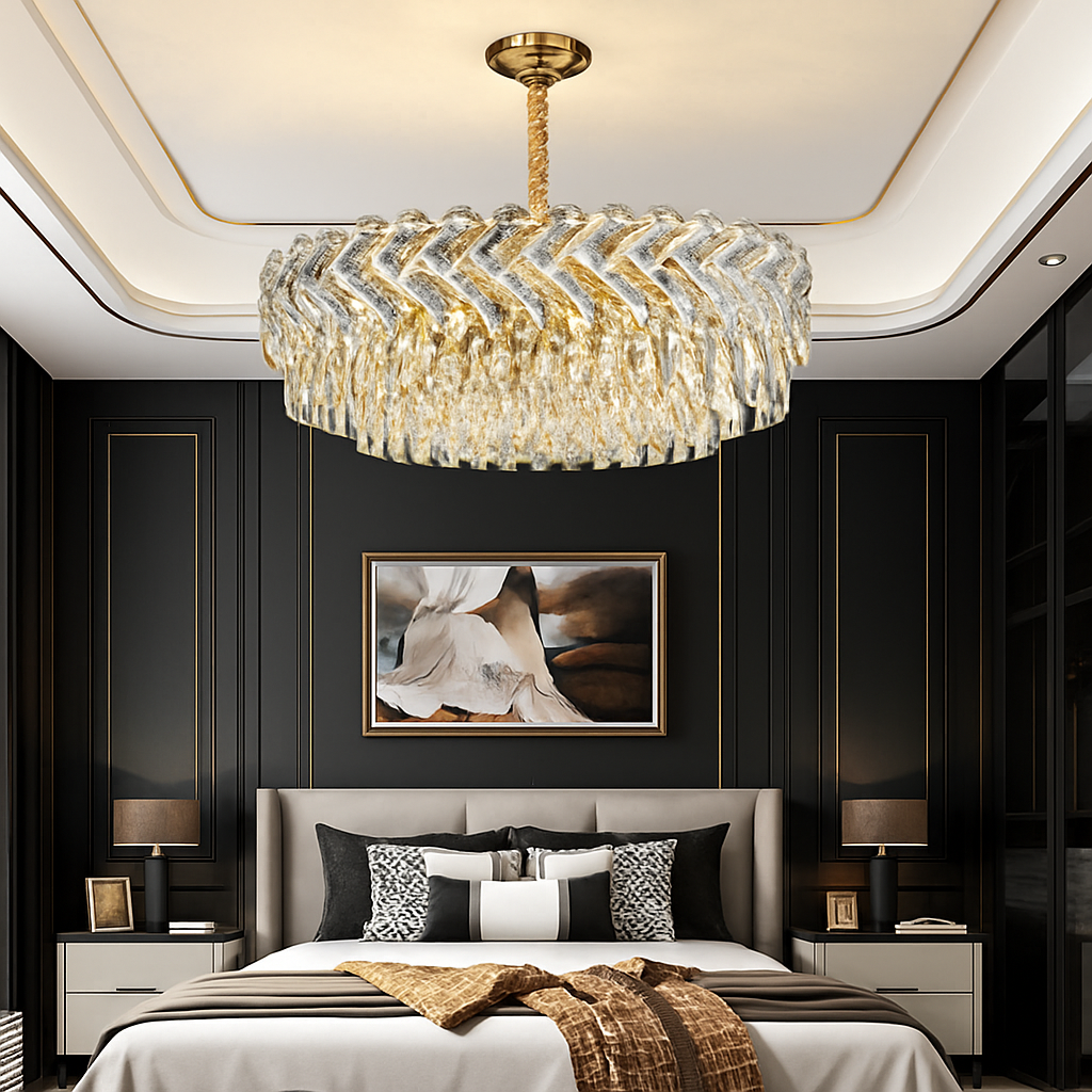Moderne luxe cristal Led lustres salon décor Led Suspension lampe salle à manger Villa Suspension Luminaire Luminaire - vue 5 sur 18
