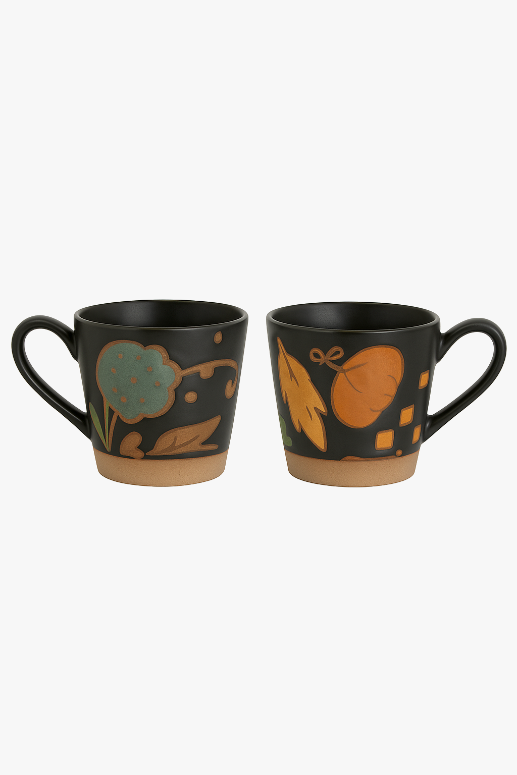 Mug céramique rétro motif floral peint main