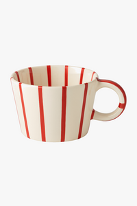 Mug céramique rayures géométriques style nordique anse peinte