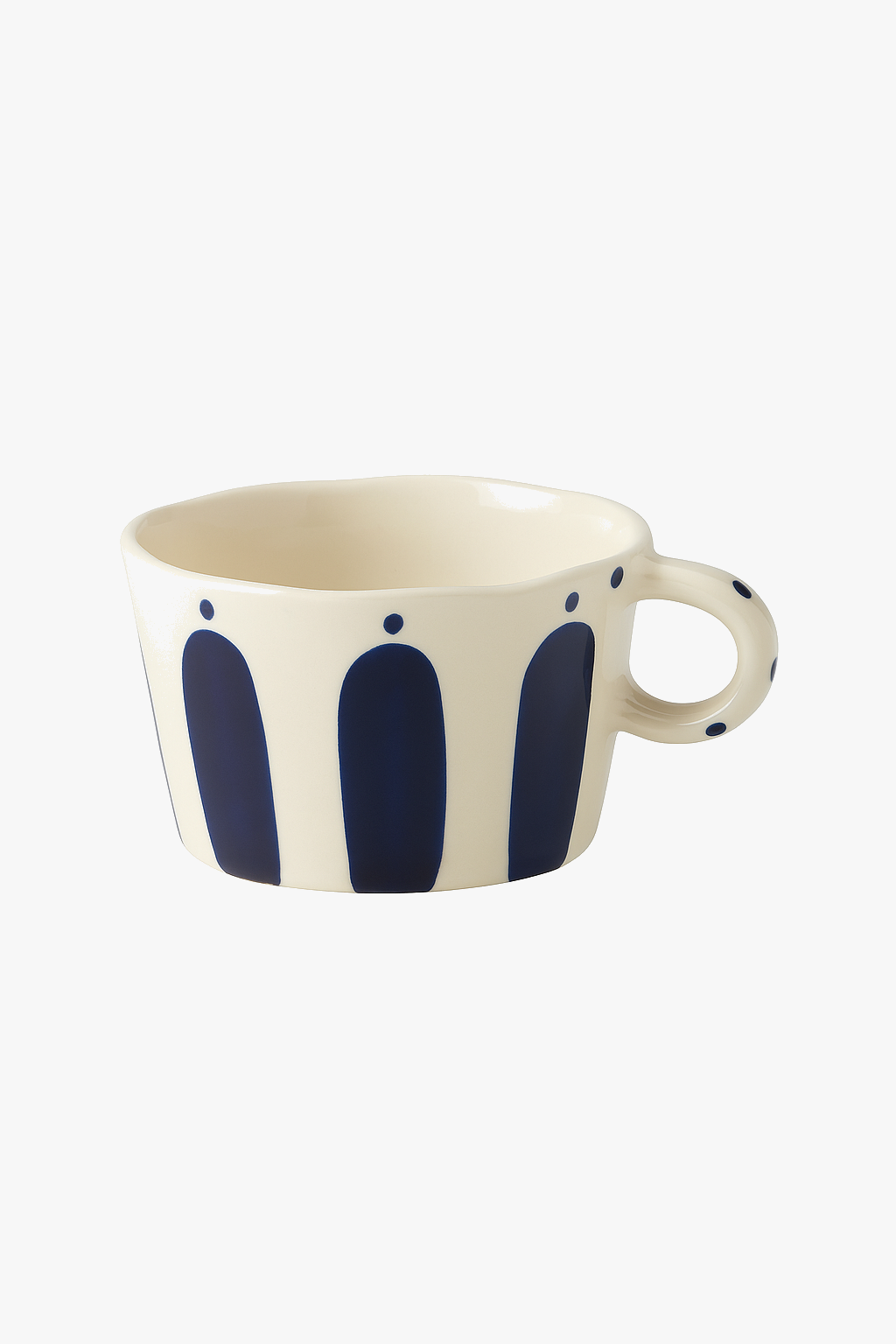 Mug céramique style nordique rayures géométriques anse peinte