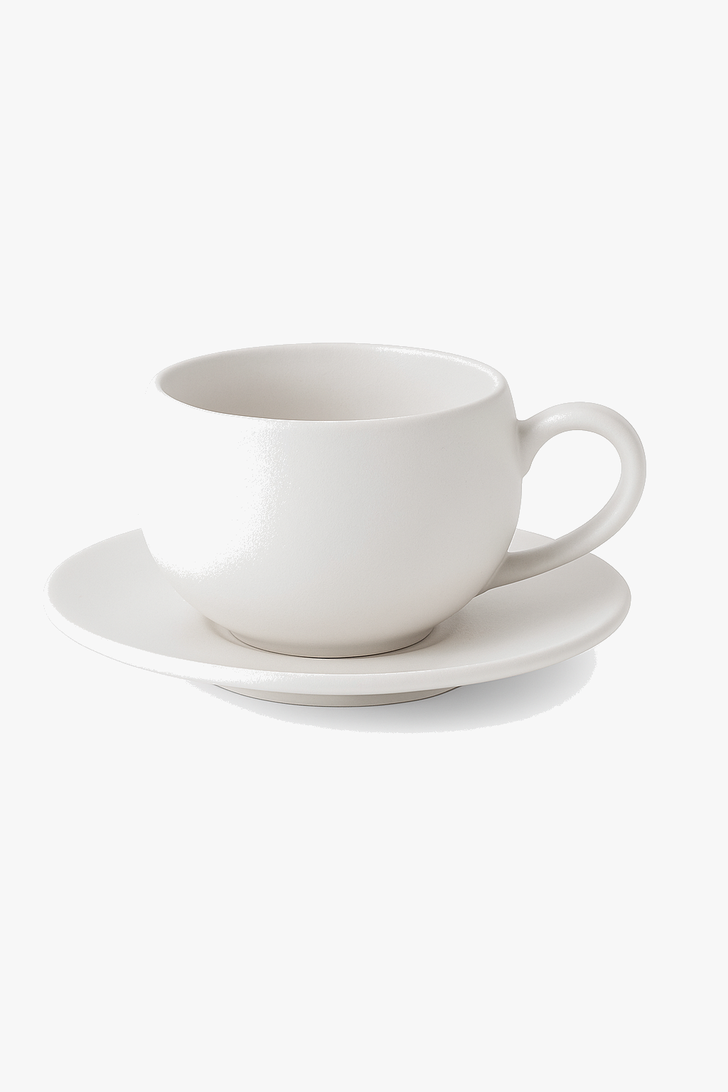 Mug céramique style pierre volcanique avec soucoupe minimaliste