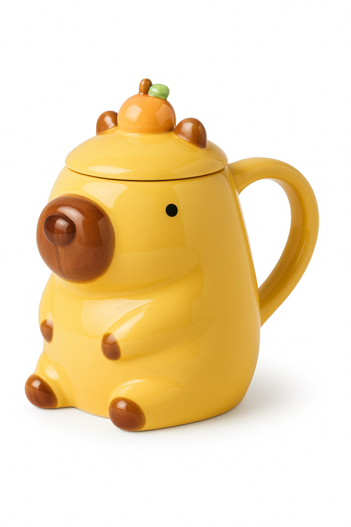 Mug capybara cartoon céramique avec couvercle grande capacité
