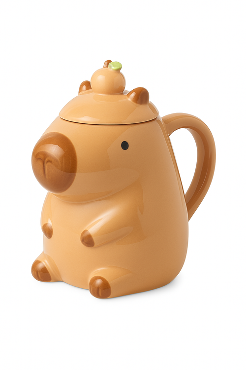 Mug capybara mignon en céramique avec couvercle cadeau