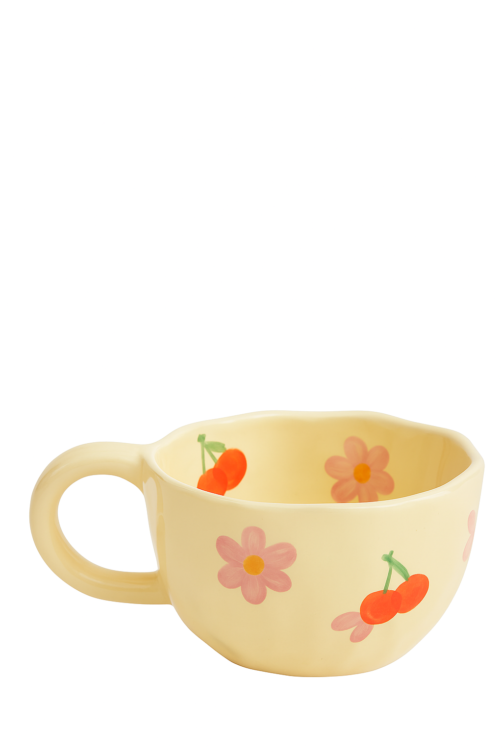Mug céramique artisanal forme irrégulière motifs floraux