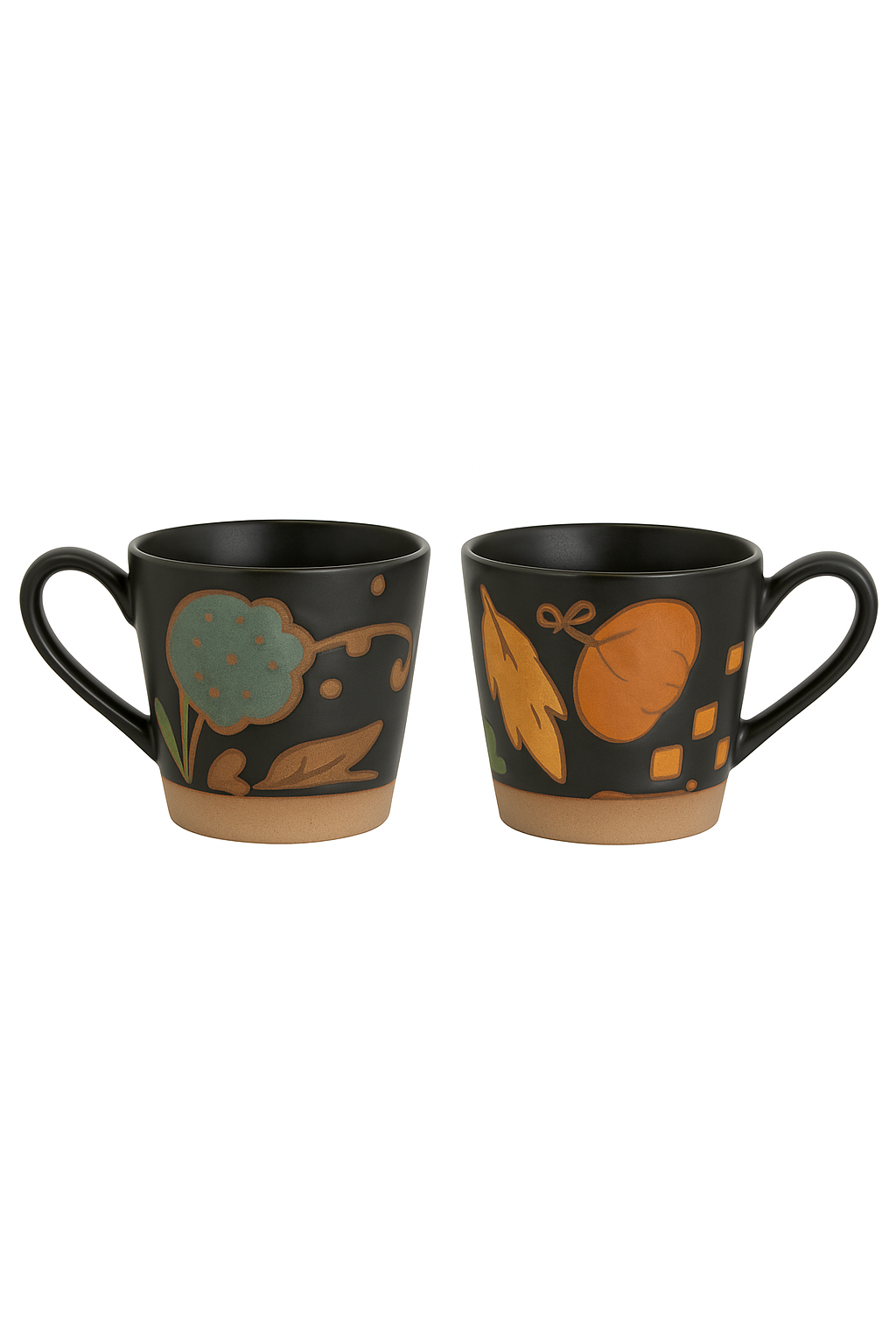 Mug céramique rétro motif floral peint main