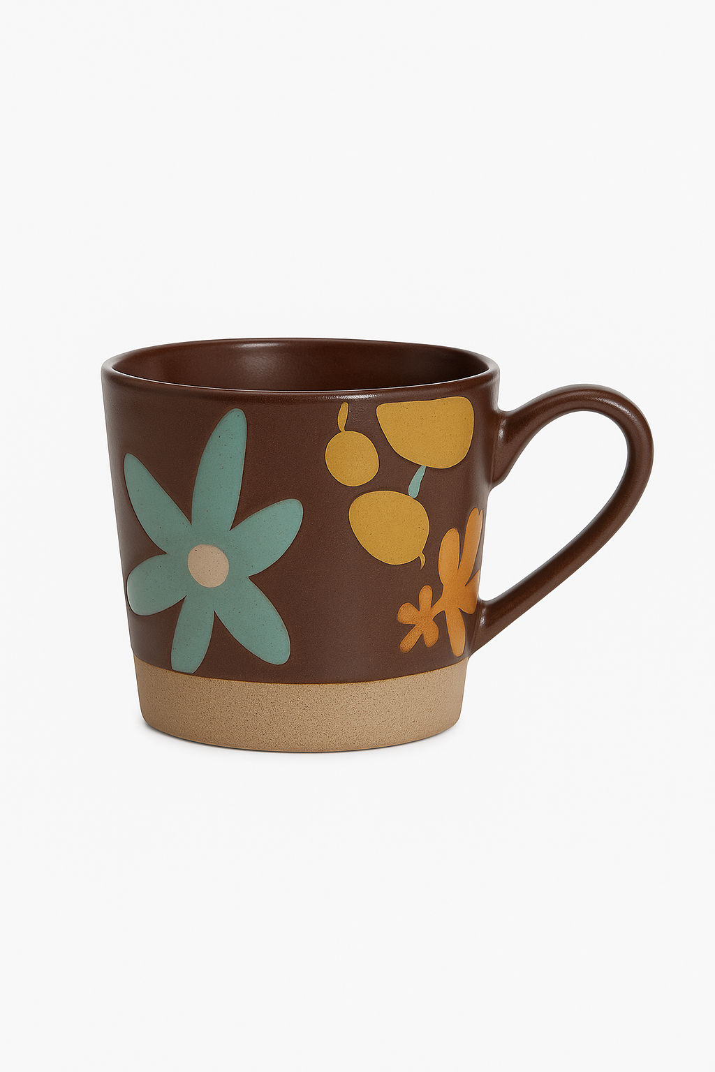 Mug ceramique retro motif floral peint main personnalisable - vue 2 sur 2