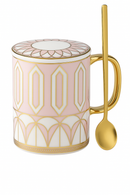 Mug céramique style britannique avec couvercle et cuillère