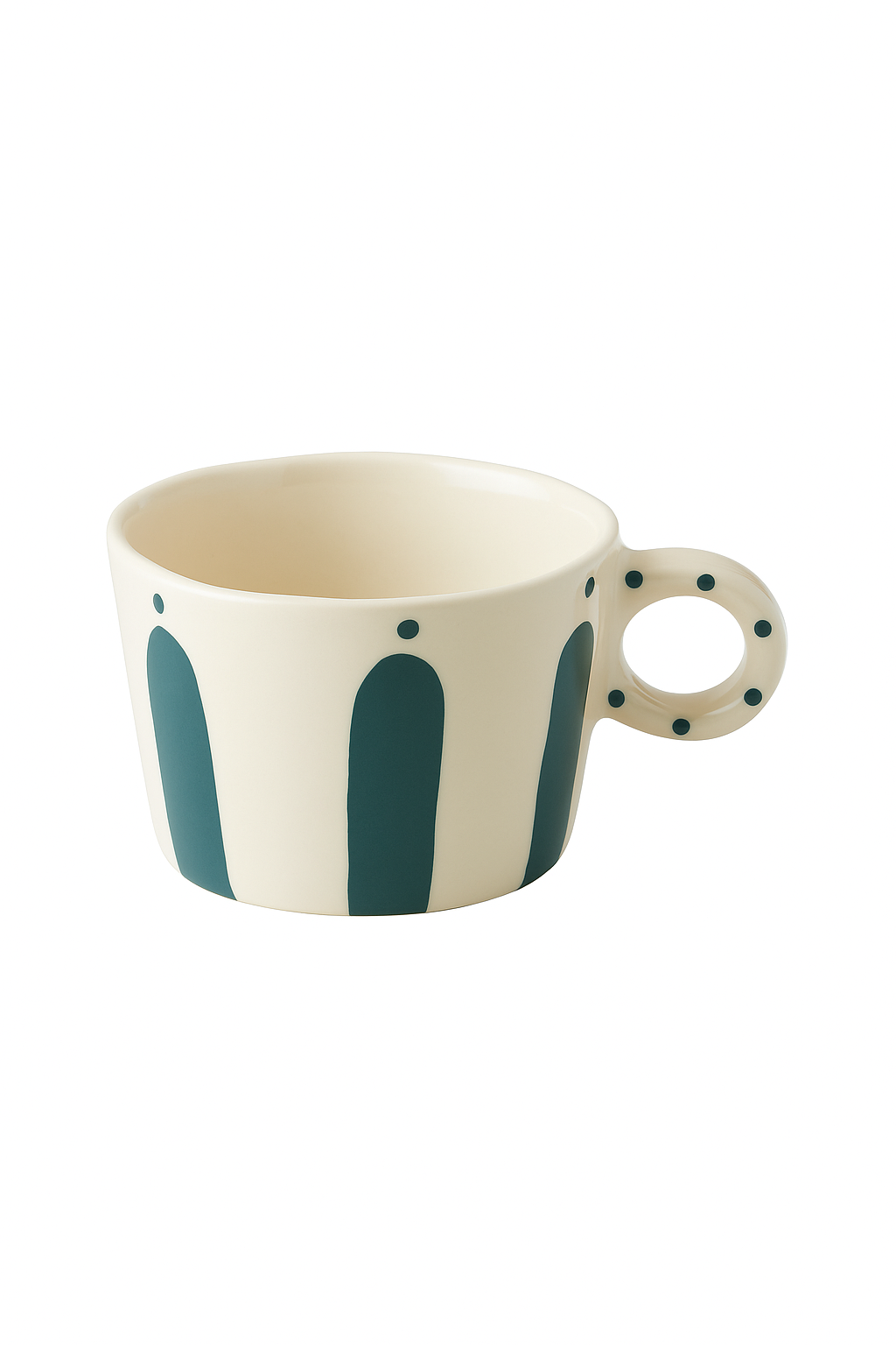 Mug ceramique style nordique motifs geometriques anse peinte