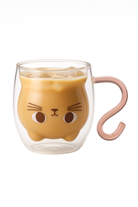 Mug chat double paroi verre 250 ml mignon