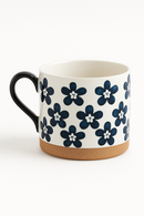 Mug japonais retro ceramique fleurs cerisier peint main