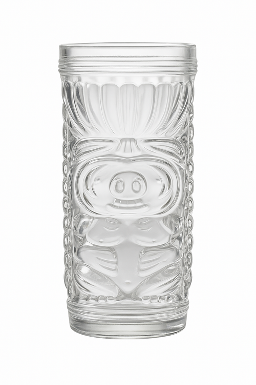 Mug tiki en verre motif visage bar festif