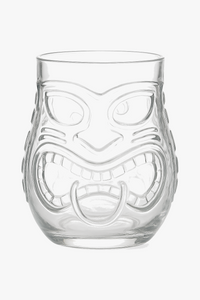 Mug tiki en verre transparent motif tiki bar