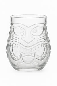 Mug tiki en verre transparent motif tiki bar