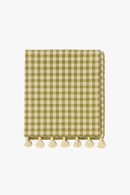 Nappe champêtre à carreaux avec pompons décor table