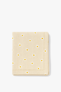 Nappe coton brodée marguerites style coréen table cuisine