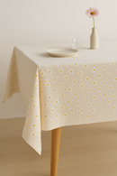 Nappe coton brodée marguerites style coréen table cuisine
