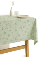 Nappe coton dentelle marguerite pompons style champêtre table
