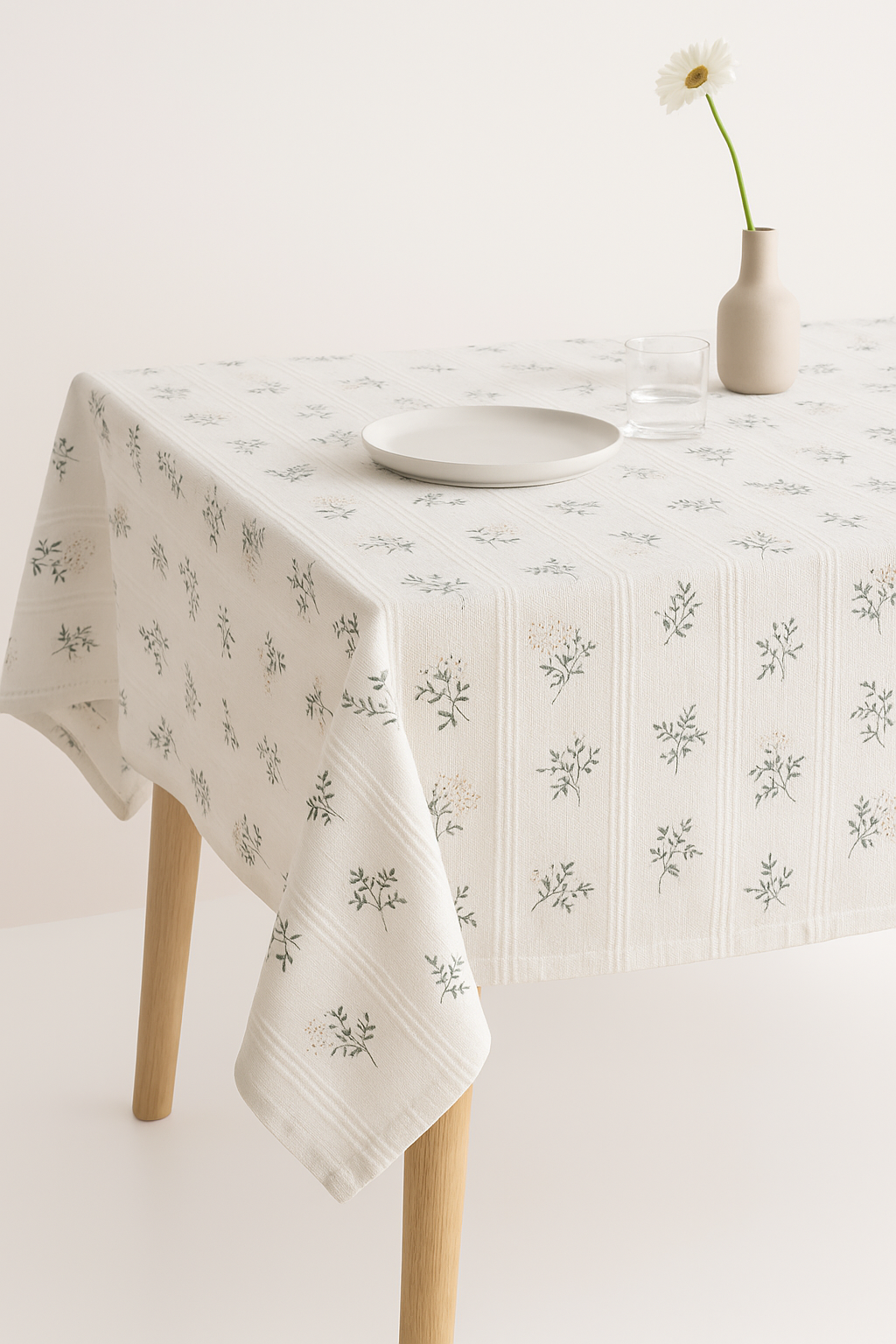 Nappe coton style champetre dentelle marguerite pompons table - vue 3 sur 2