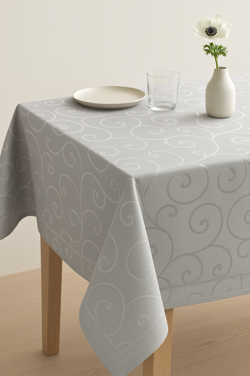 Nappe damassée florale imperméable facile entretien cuisine fêtes - vue 2 sur 2