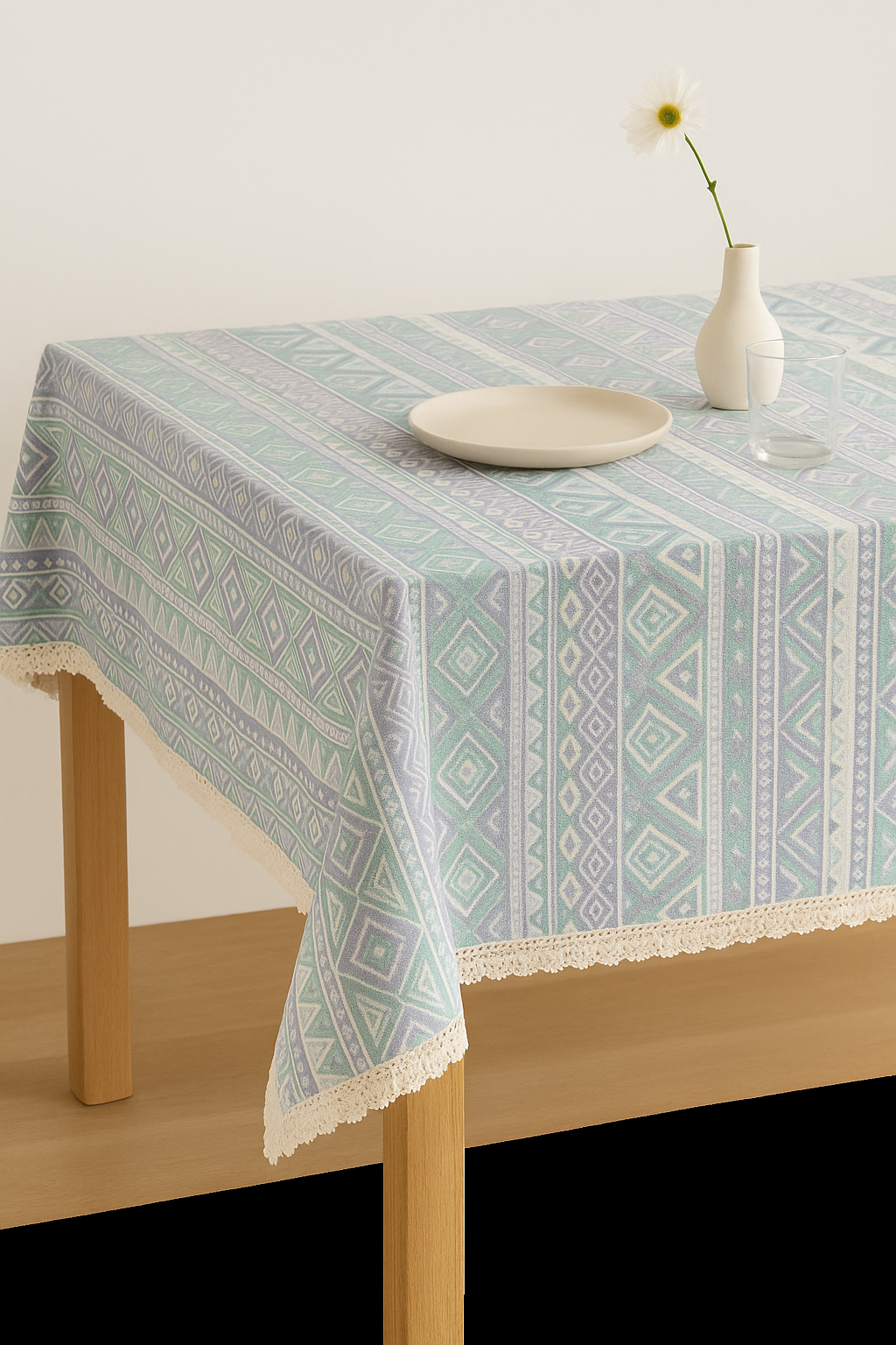Nappe dentelle jacquard epaisse style boheme maison cuisine - vue 3 sur 2