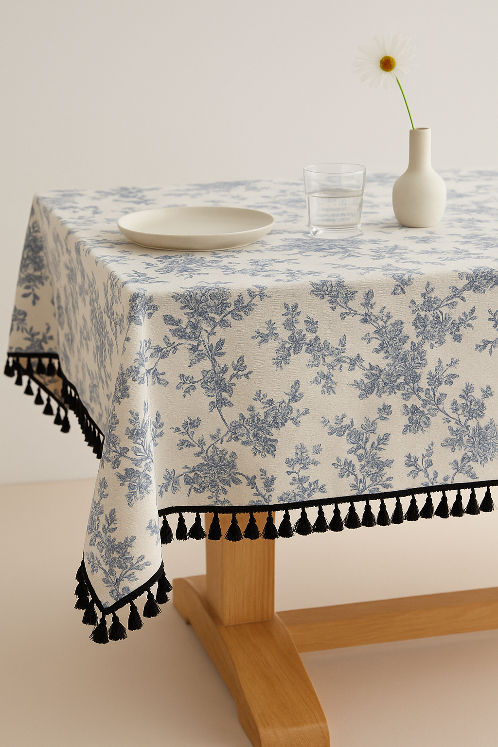 Nappe florale style champêtre bordure dentelle table repas