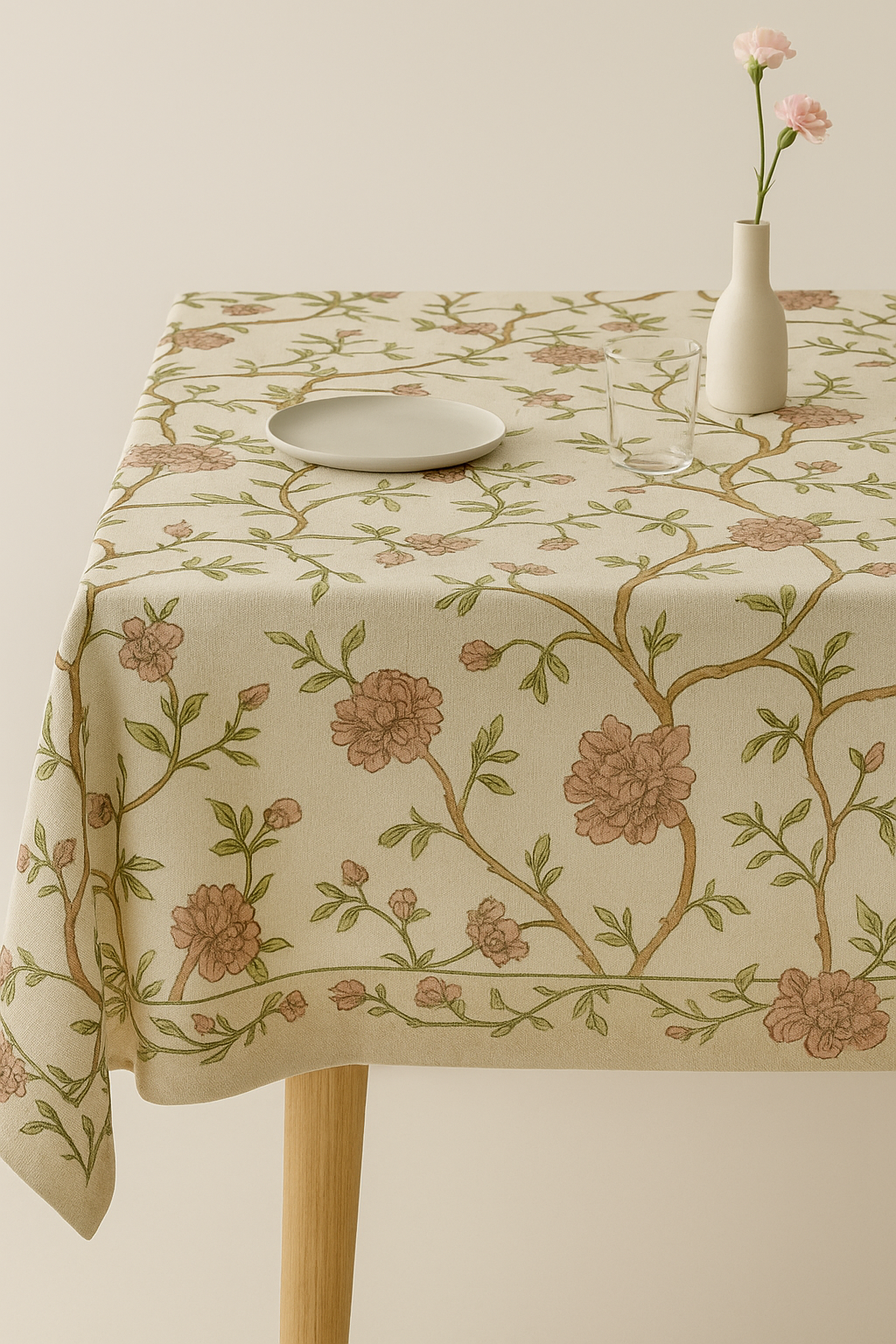 Nappe imprimé pivoines style ins avec pompons table