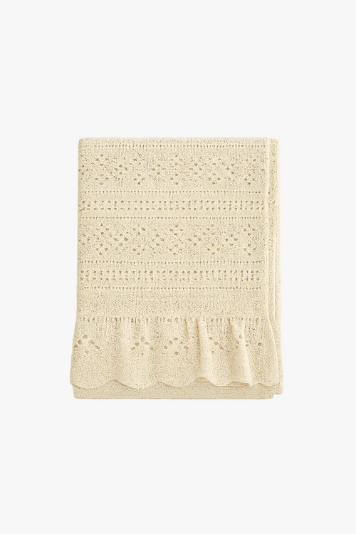 Nappe jacquard vintage bordure dentelle style nordique repas