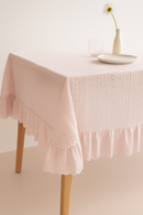 Nappe jacquard vintage bordure dentelle table repas maison