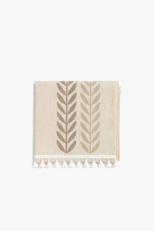 Nappe rustique brodée feuilles de café décoration table