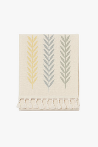Nappe rustique brodée motif feuilles de café imperméable