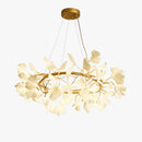 Nordique feuille de gingko LED lustre moderne cuisine salon chambre salle à manger rond intérieur loft plafond suspension
