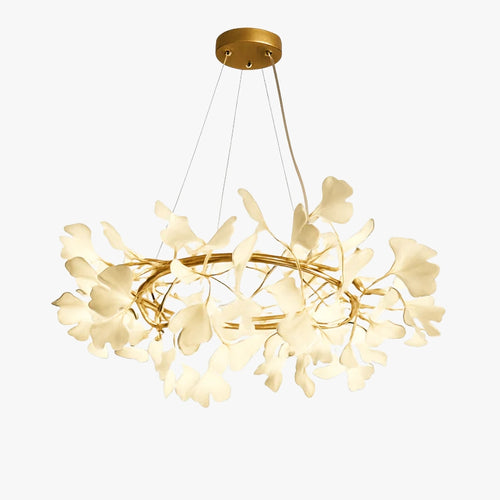 Nordique feuille de gingko LED lustre moderne cuisine salon chambre salle à manger rond intérieur loft plafond suspension