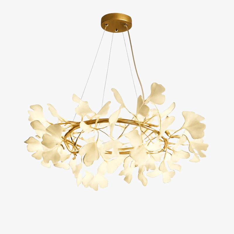 Nordique feuille de gingko LED lustre moderne cuisine salon chambre salle à manger rond intérieur loft plafond suspension