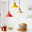 Nordic macaron colourful LED pendant light, simple wrought iron for living room and bedroom