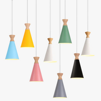 Nordique moderne LED E27 suspension intérieur bois suspension lampe luminaires maison cuisine chambre salon décor abat-jour