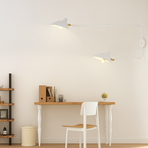 Nordic modern minimalist wall light with adjustable long arm LED lamp for living room, study, bedroom or bedside - vue 3 sur 18