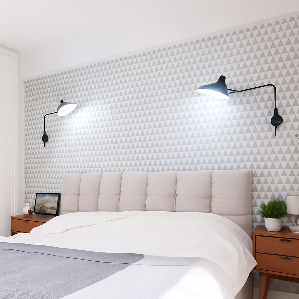 Nordic modern minimalist wall light with adjustable long arm LED lamp for living room, study, bedroom or bedside - vue 4 sur 18