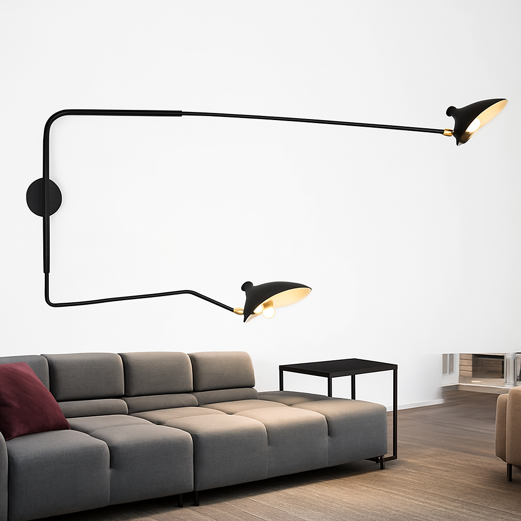 Nordic modern minimalist wall light with adjustable long arm LED lamp for living room, study, bedroom or bedside - vue 5 sur 18
