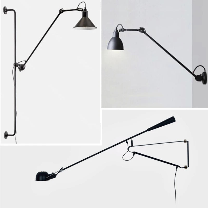 Nordique rétro Net rouge métal Long bras culbuteur applique salon étude chambre chevet Led liseuses chambre décoration
