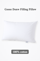 oreiller blanc en duvet et plumes d'oie ignifugé 100 coton