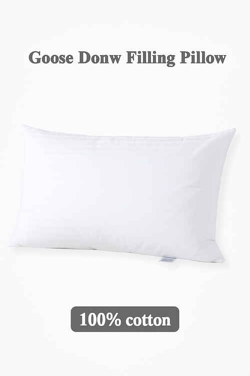 oreiller blanc en duvet et plumes d'oie ignifugé 100 coton