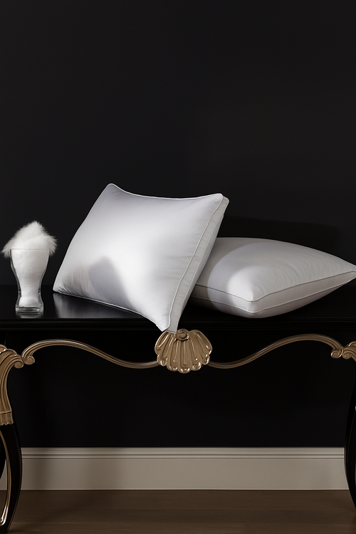 oreiller hypoallergénique en duvet d'oie avec housse 1200 fils